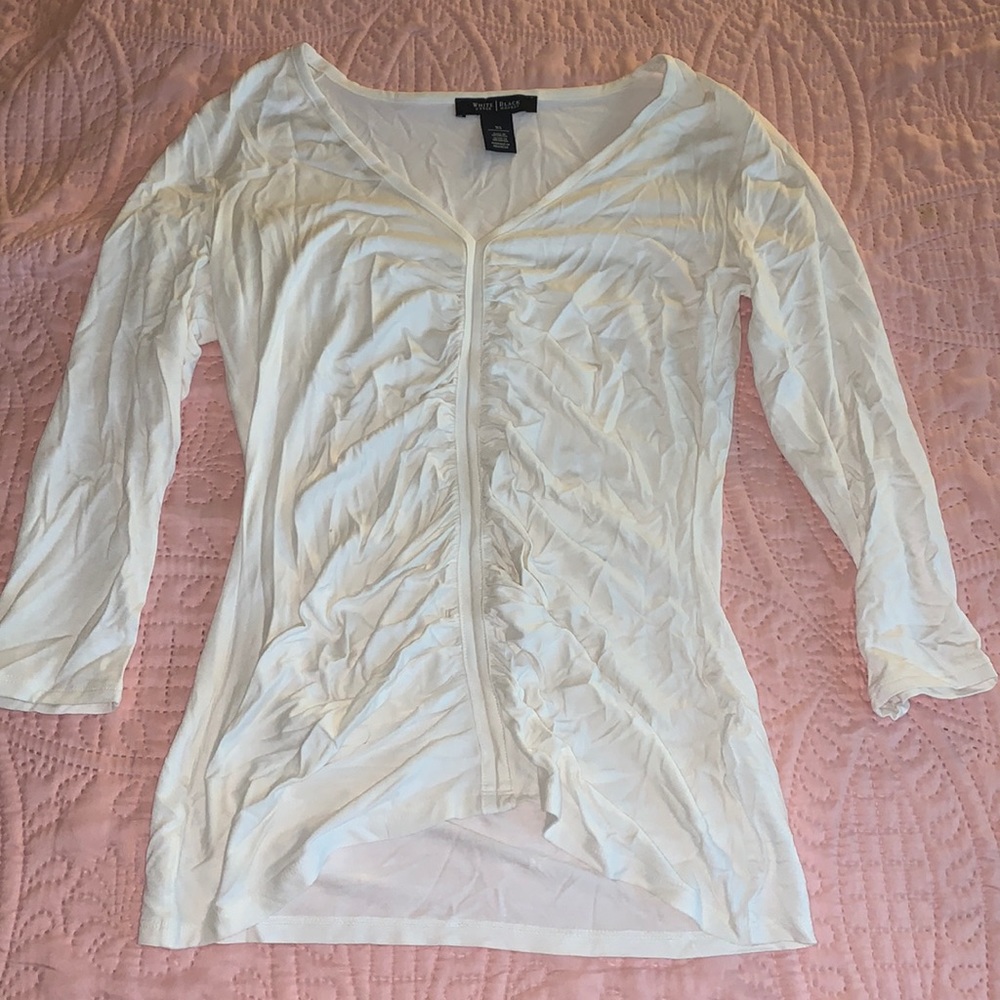 Cream colored rushed top